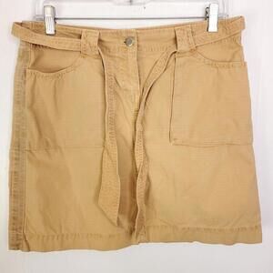 J Crew Skirt Womens 4 Tie Waist Mini Cotton Retro Golden Zip Pockets Academia